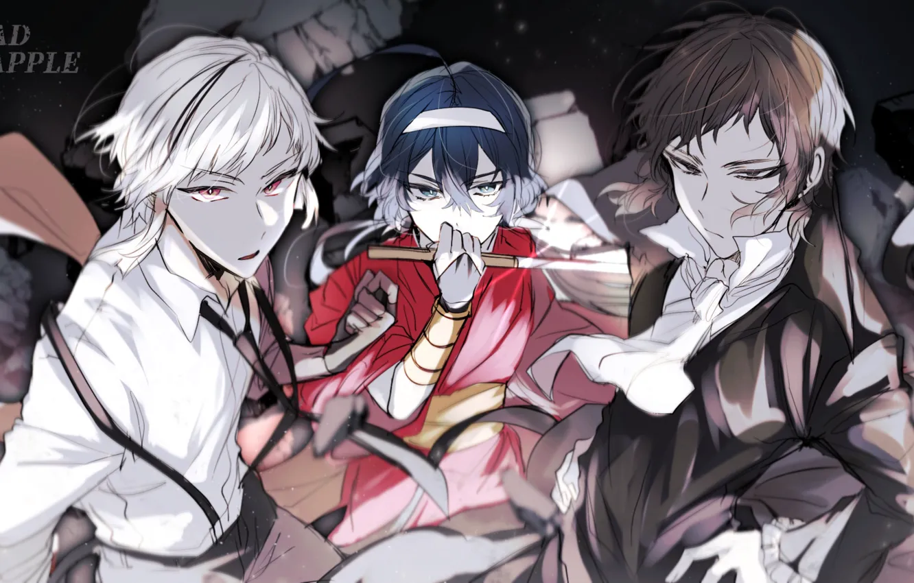 Фото обои девушка, парень, Bungou Stray Dogs, Бродячие Псы: Литературные Гении