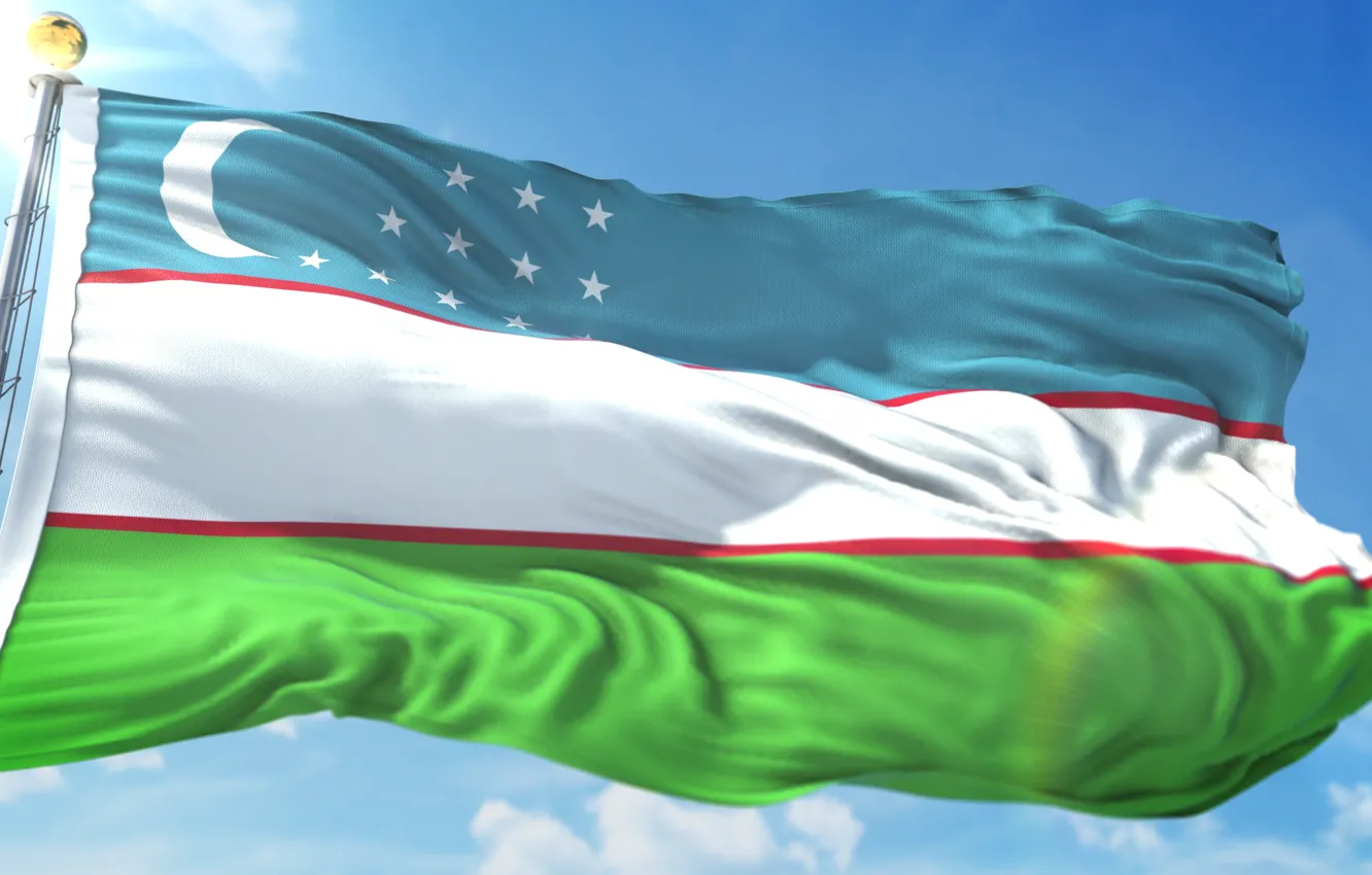 Фото обои Flag, Uzbekistan Large Flag, Uzbek