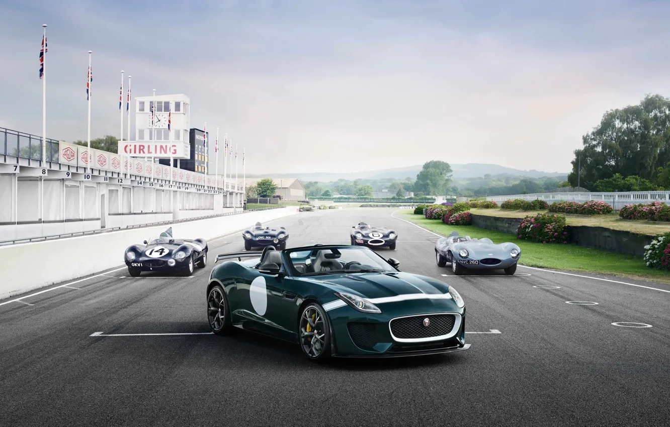 Фото обои car, Jaguar, retro, track, F-Type, Project 7, D-Type