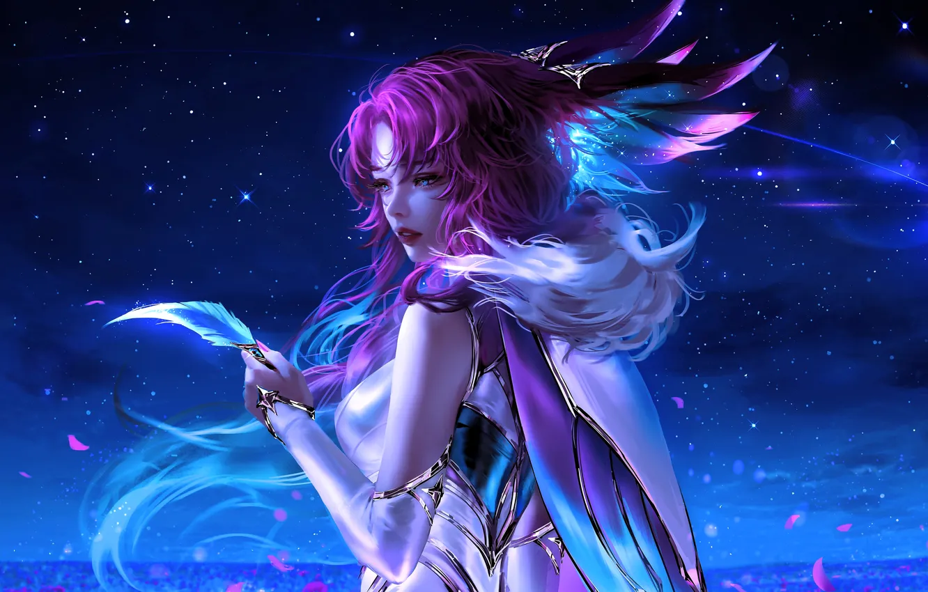 Фото обои девушка, синий фон, League of Legends