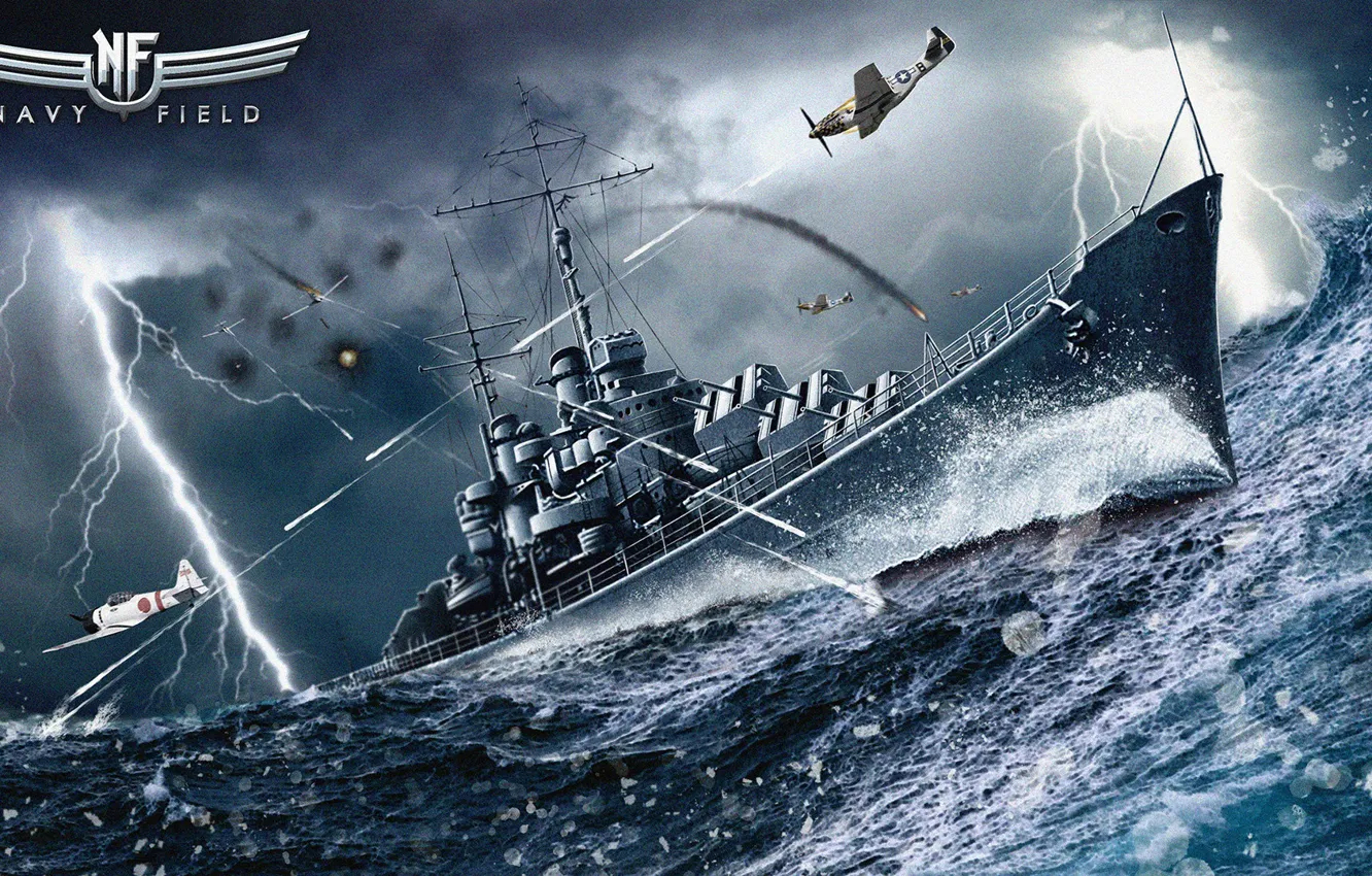 Фото обои бой, сражение, Navy Field, Light cruiser Atlanta
