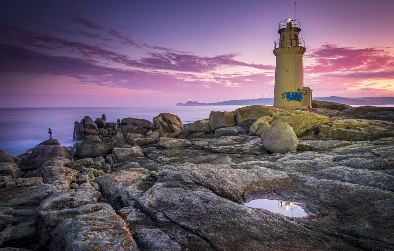 Фото обои побережье, маяк, Испания, Galicia