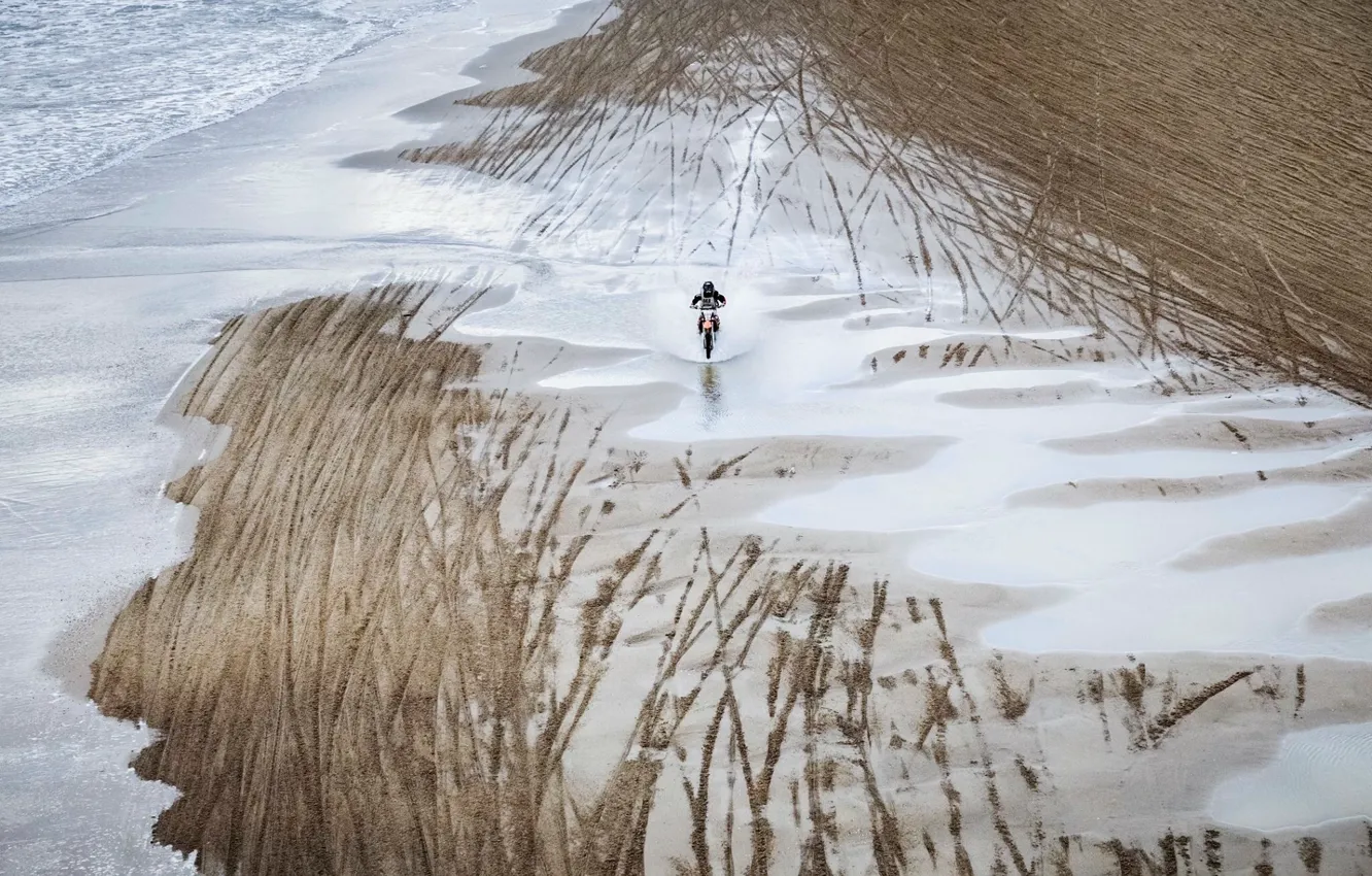 Фото обои пляж, природа, мотоцикл
