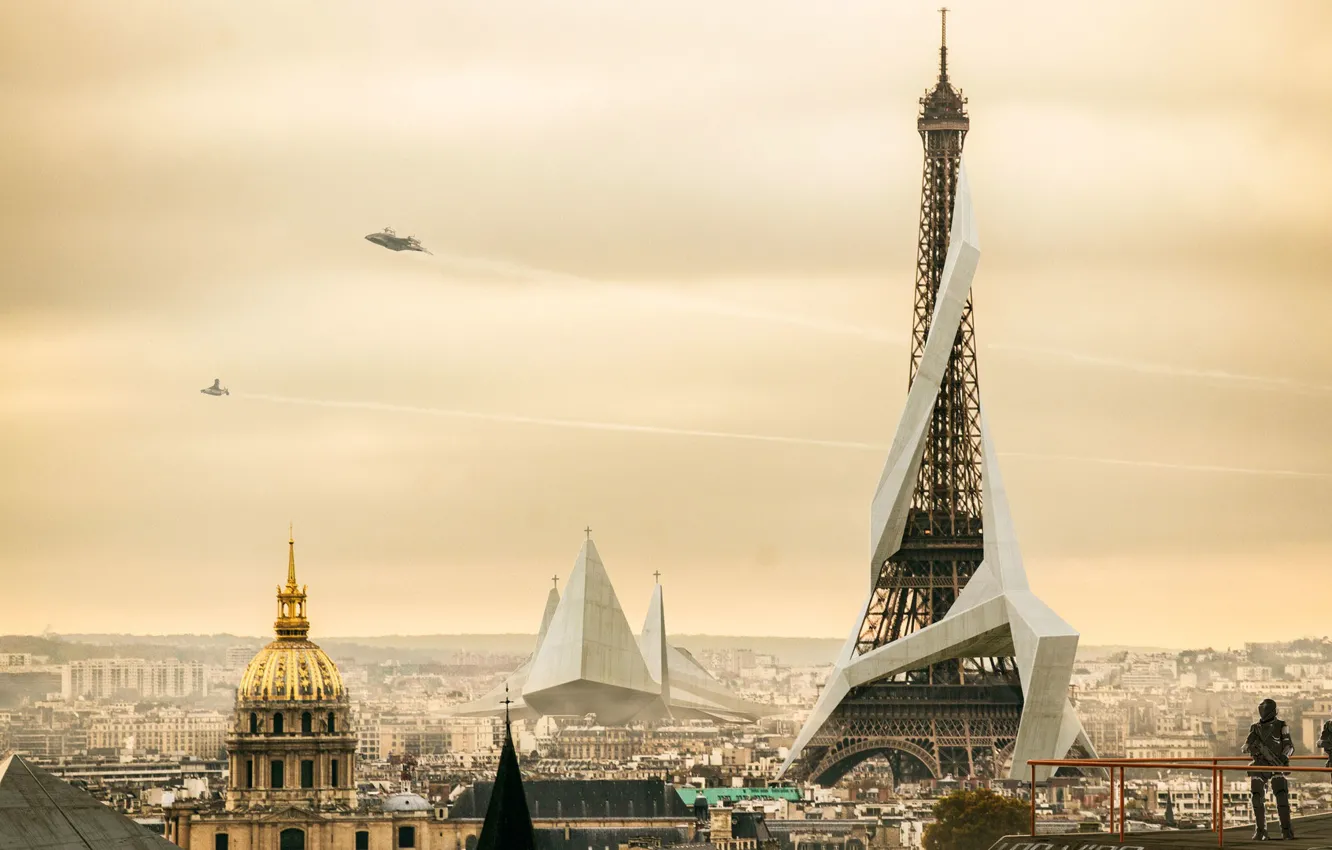 Фото обои Париж, Deus Ex: Mankind Divided, Paris 2029, Nivanh Chanthara, Разделённое Человечество