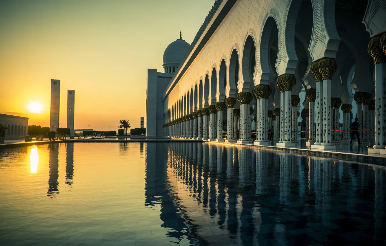 Фото обои город, Abu Dhabi, Grand Mosque