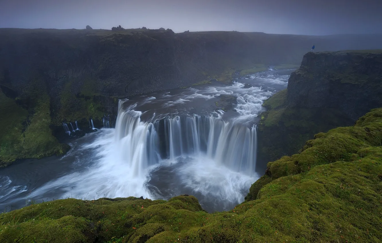 Фото обои Природа, Водопад, Лес, Пейзаж, Исландия