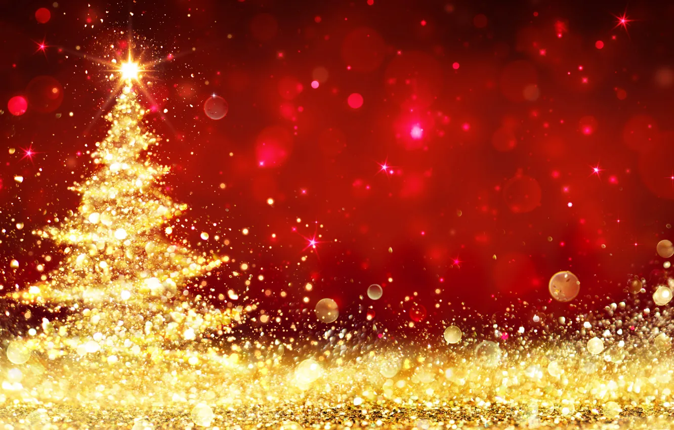 Фото обои огни, елка, Рождество