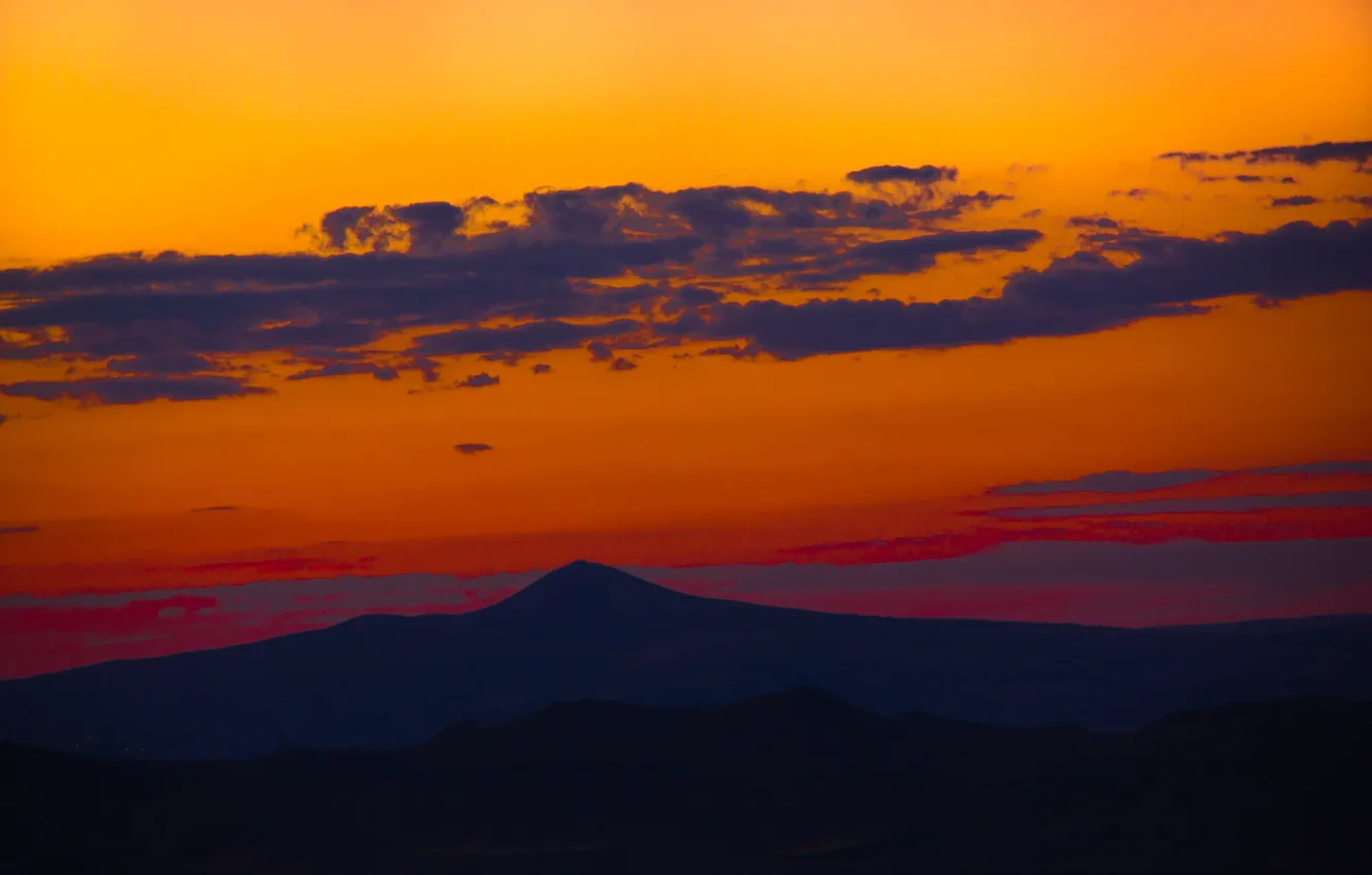Фото обои mountains, sunrise, silhouettes