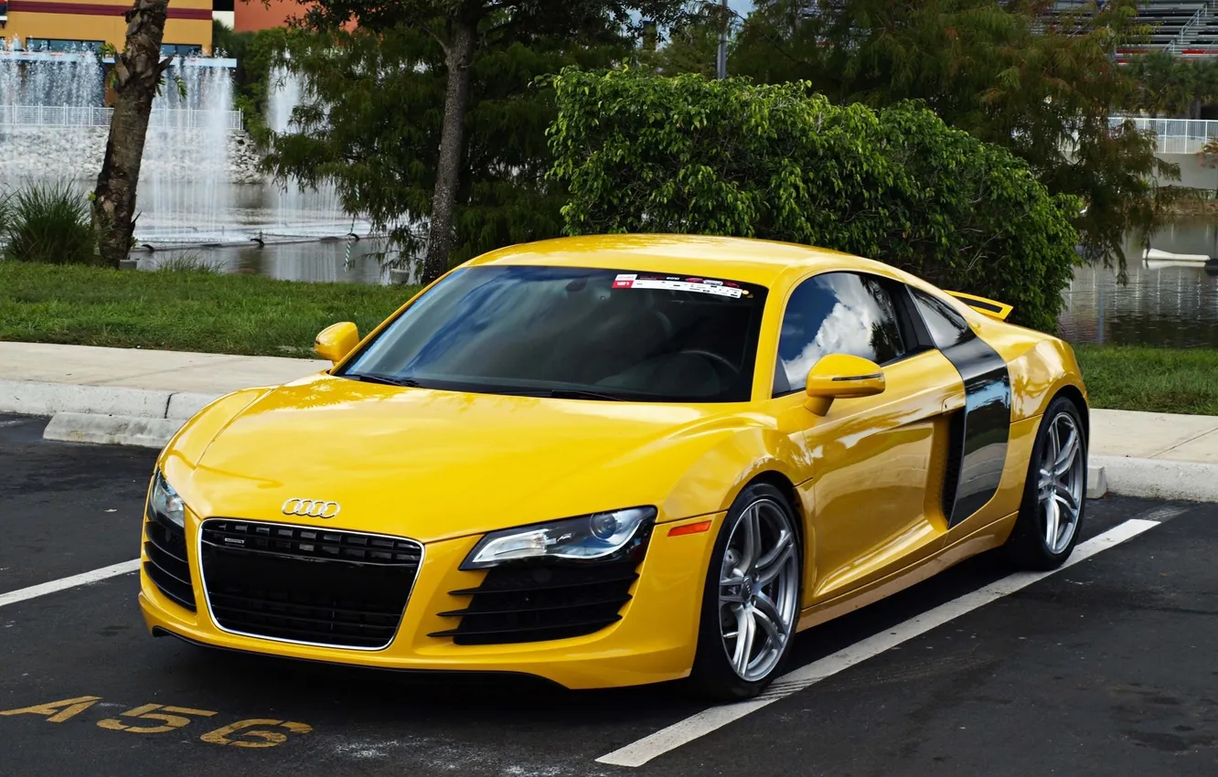 Фото обои желтый, суперкар, Audi R8