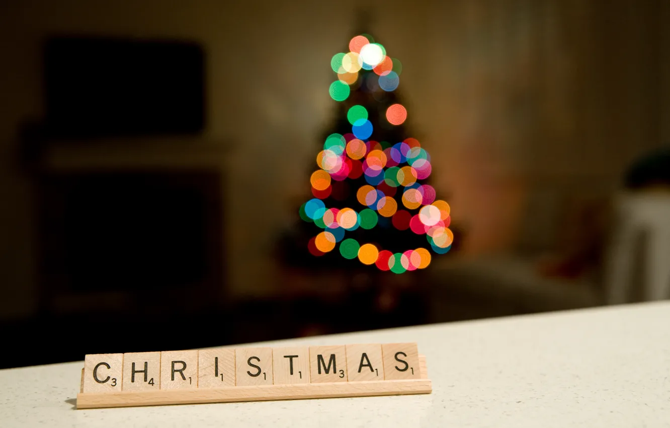 Фото обои праздник, елка, рождество, Christmas, bokeh