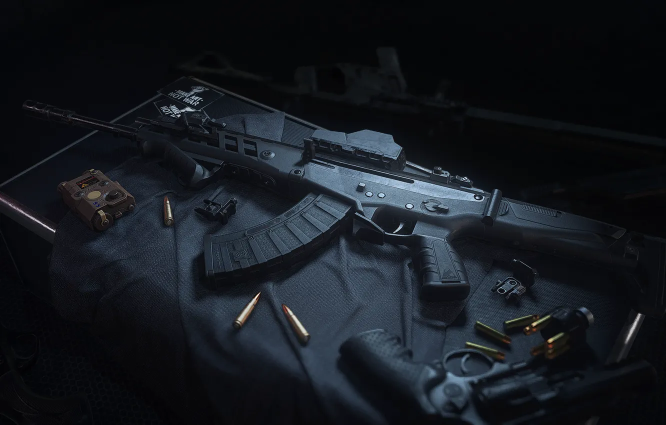 Фото обои рендеринг, пистолет, оружие, gun, pistol, weapon, render, глушитель