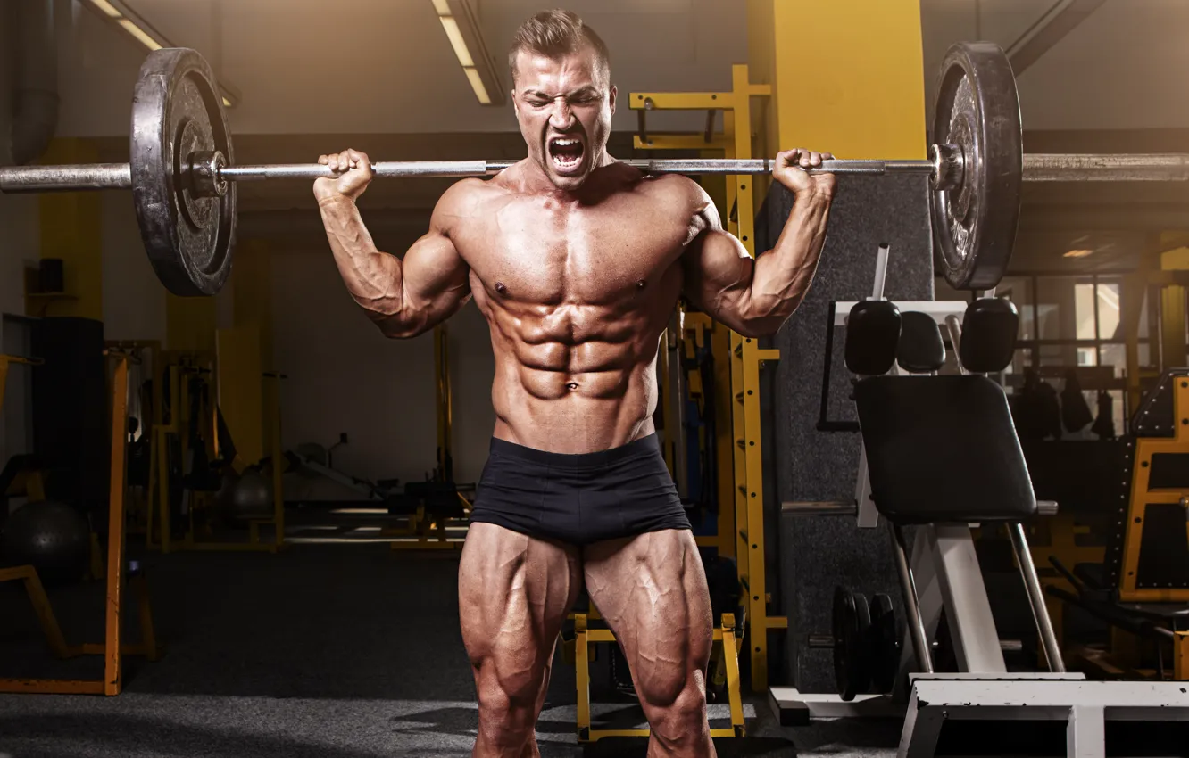 Фото обои man, muscles, bodybuilder, weight lifting