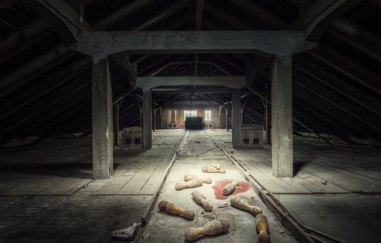 Фото обои спорт, чердак, abandoned bowling