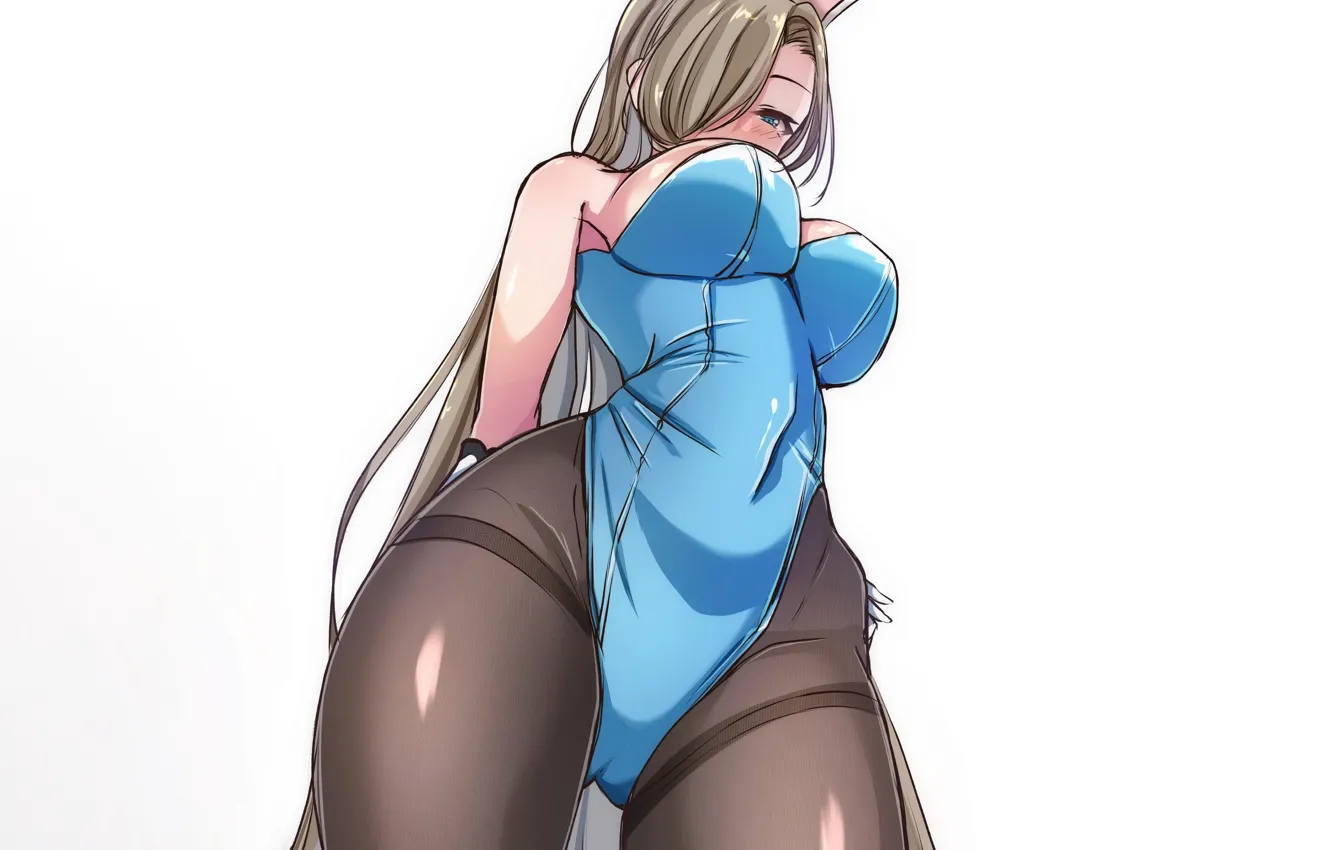 Фото обои girl, sexy, cleavage, long hair, boobs, anime, blue eyes, beautiful