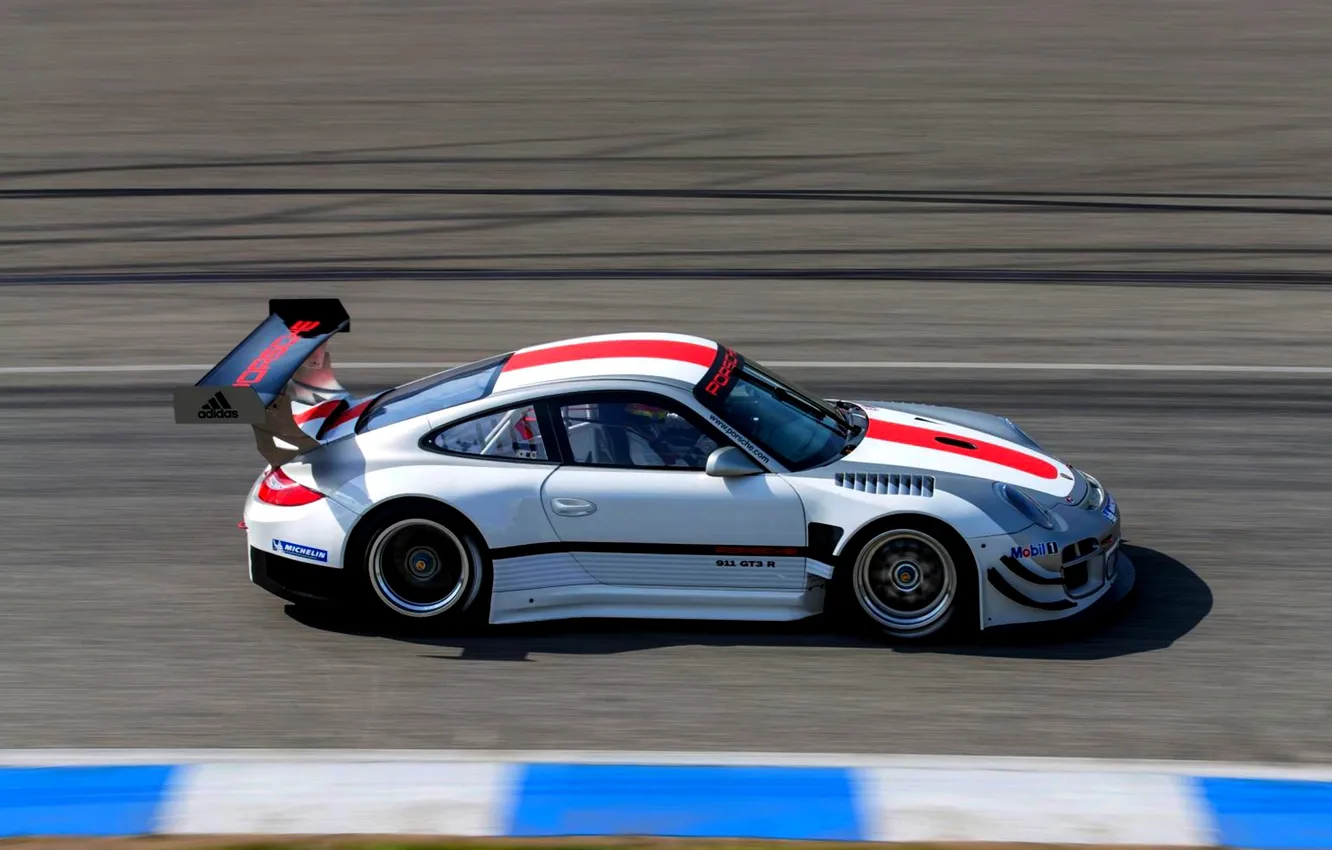 Фото обои дорога, Авто, 911, Porsche, Скорость, Вид сбоку, В Движении, GT3 R