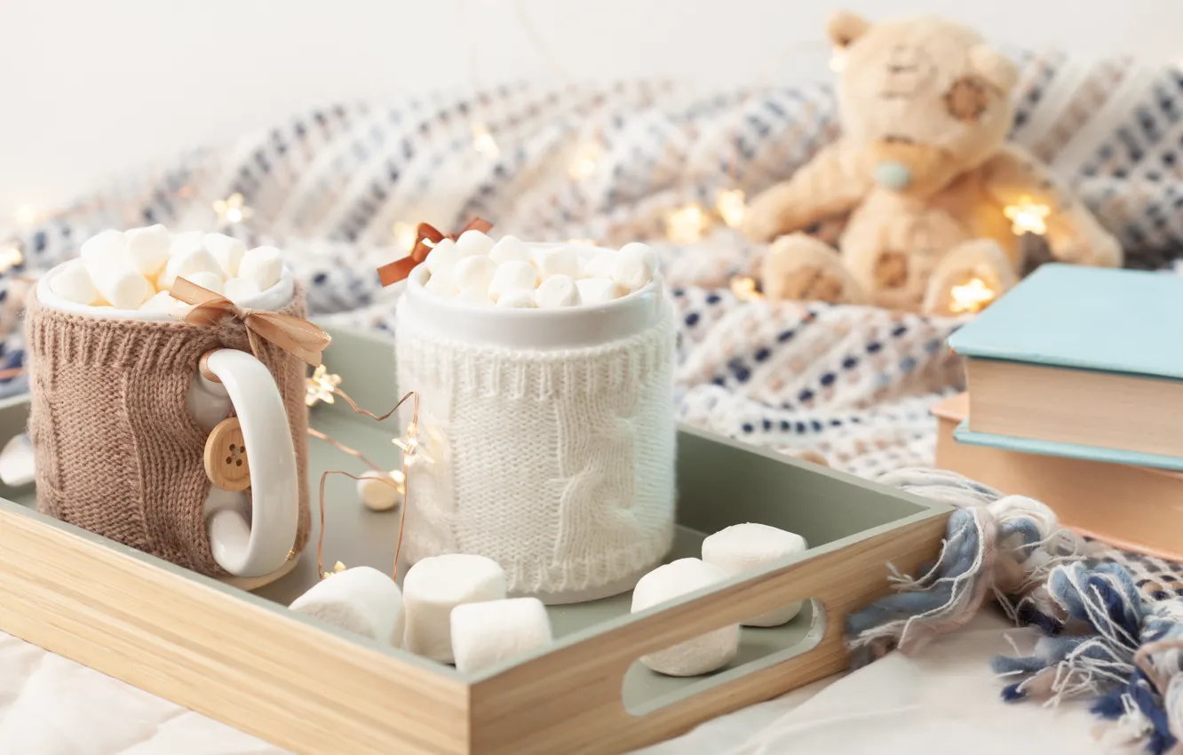 Фото обои зима, кружка, style, winter, cup, какао, teddy bear, cute