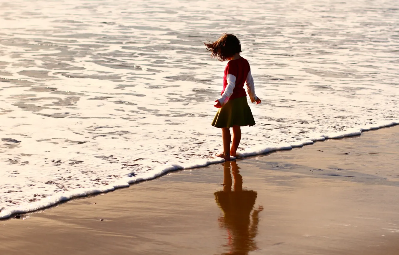 Фото обои песок, море, пляж, лето, вода, дети, фон, обои