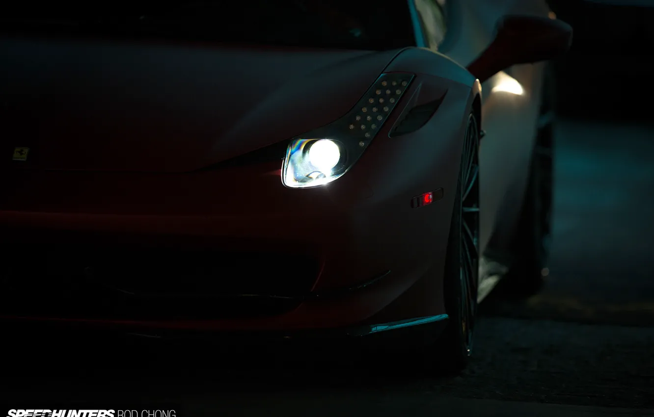 Фото обои машина, авто, свет, темнота, фары, Феррари, Ferrari, wheels
