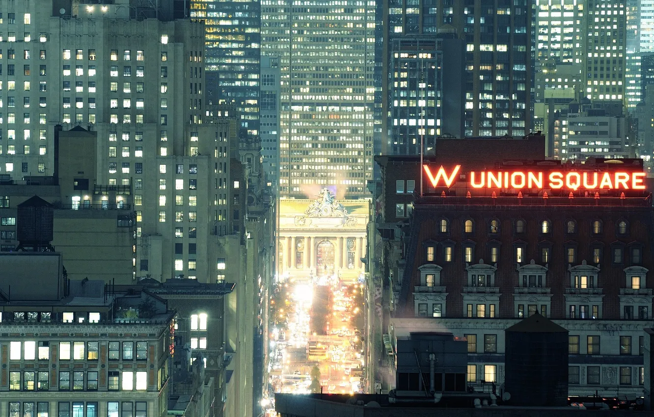 Фото обои ночь, огни, нью-йорк, Night, Grand Central Terminal, New York City, usa, nyc