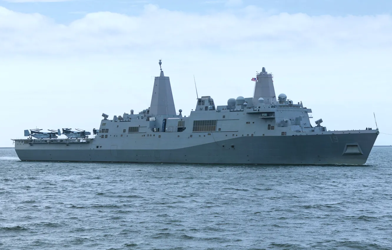 Фото обои транспортный, корабль-док, LPD-19, USS Mesa Verde