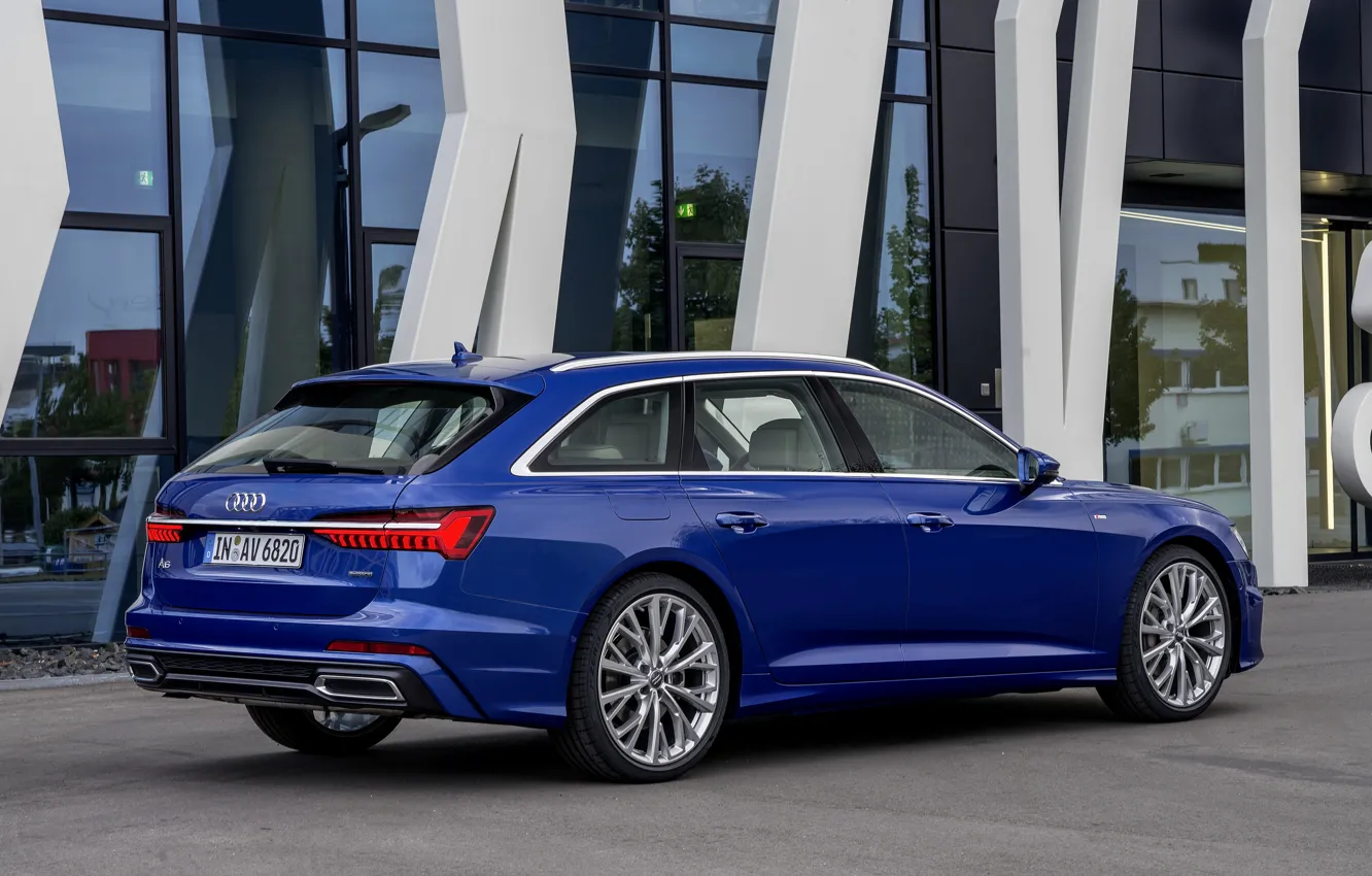 Фото обои стекло, синий, Audi, 2018, универсал, A6 Avant