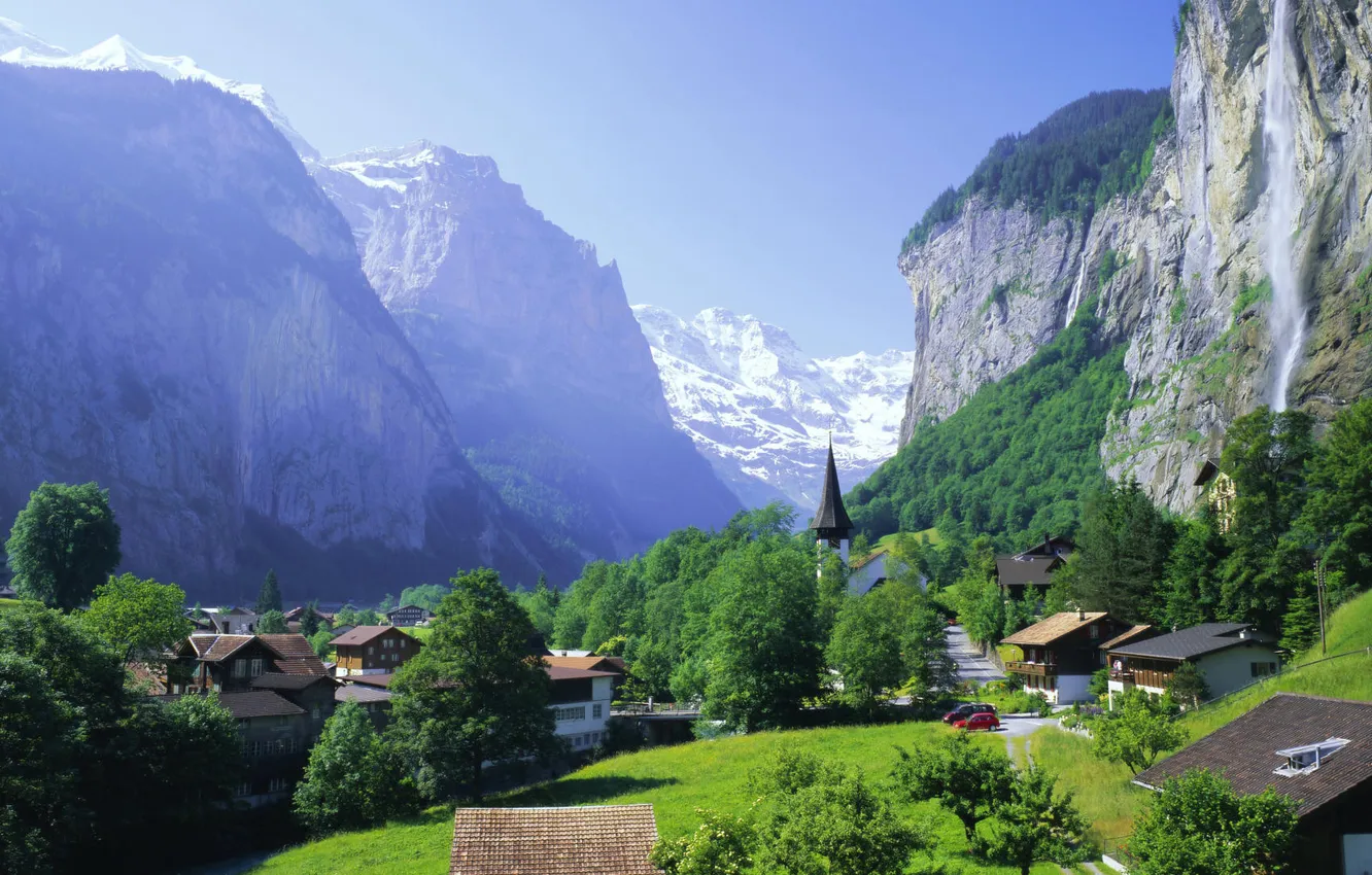 Фото обои швейцария, альпы, лаутербрюнен
