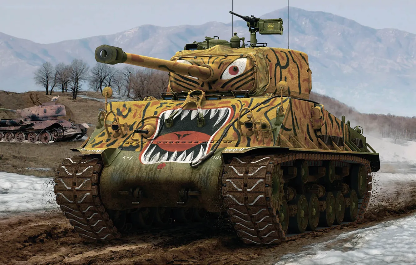 Фото обои танк, США, US Army, средний, Валерий Петелин, Война в Корее, M4A3 76W HVSS Sherman Korean …