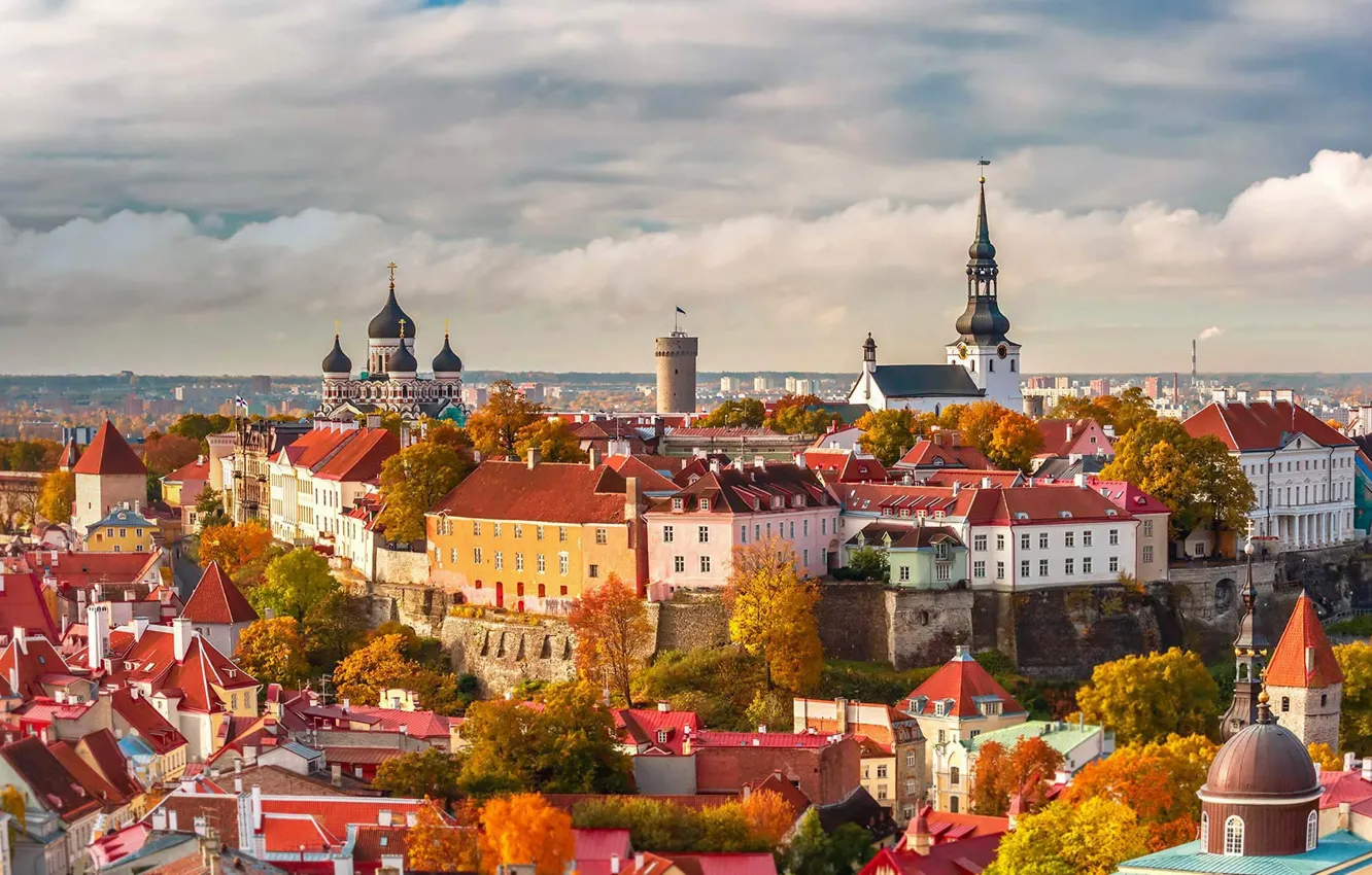 Фото обои дома, Эстония, панорама, Таллинн