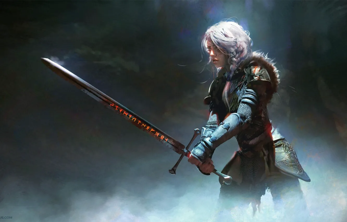 Фото обои оружие, меч, доспехи, sword, воительница, armor, weapon, стойка