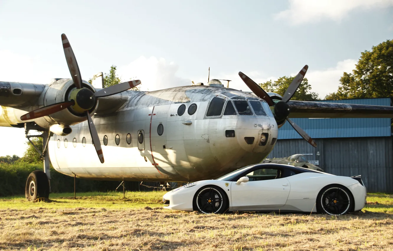 Фото обои белый, профиль, white, самолёт, ferrari, феррари, италия, 458 italia