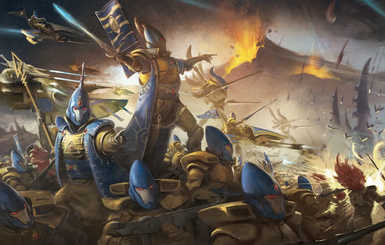 Фото обои Warhammer 40000, эльдары, Eldar, Warhammer 40K, Warlock, Guardian, Wave Serpent, Iyanden