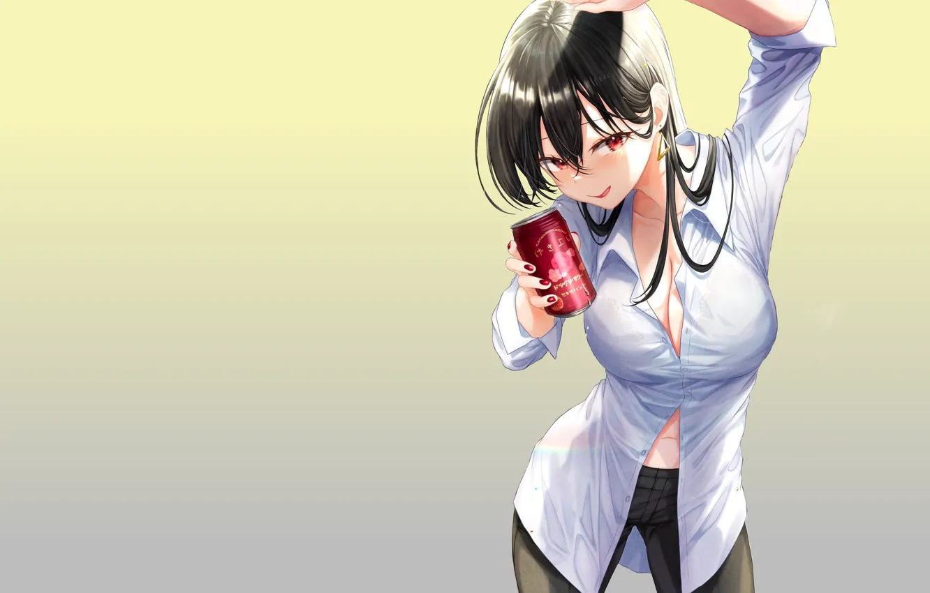 Фото обои red, girl, sexy, Anime, pretty, lady, beer, cute