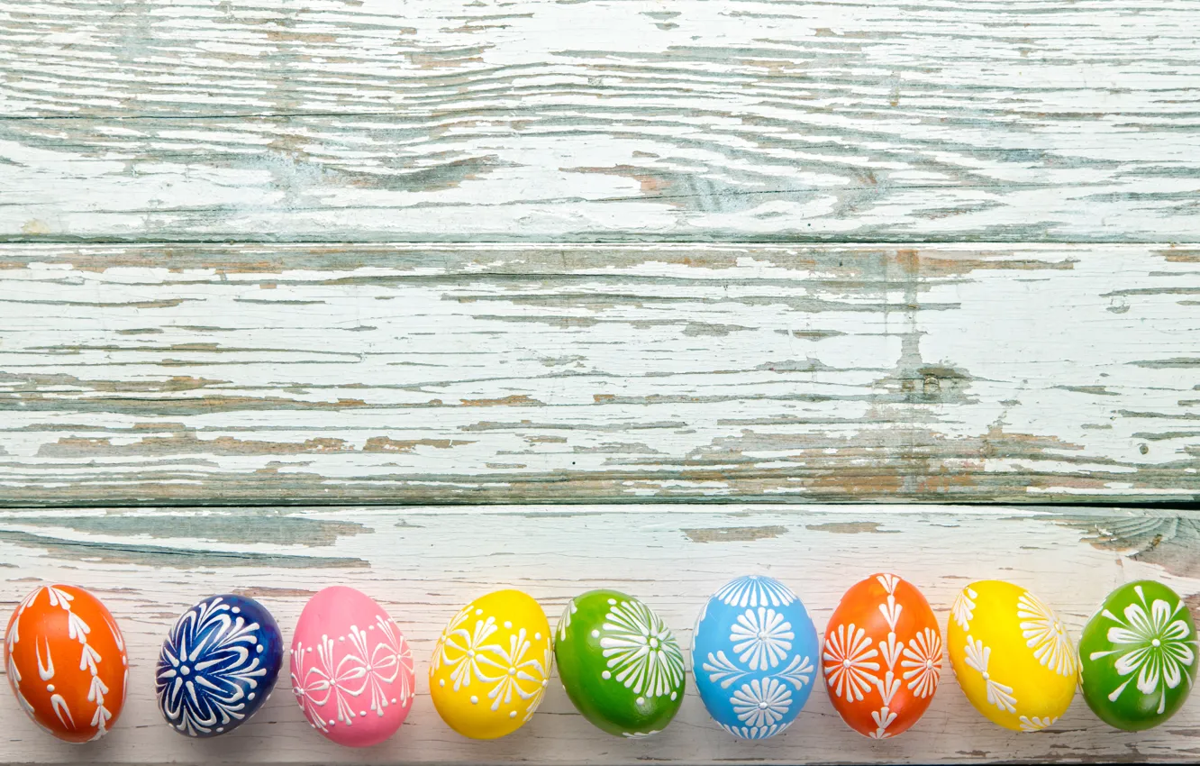 Фото обои colorful, Пасха, happy, wood, spring, Easter, eggs, holiday