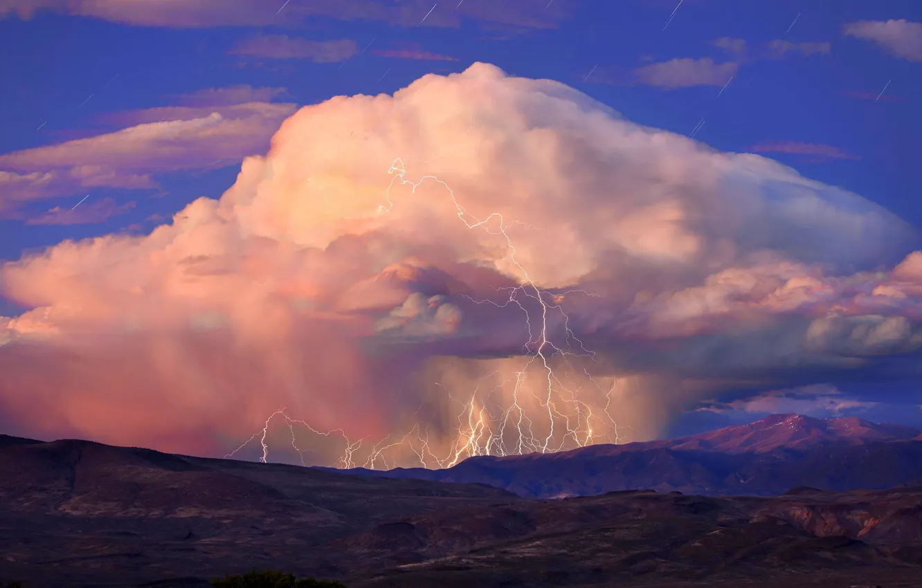Фото обои гроза, природа, молния, каньон, туча