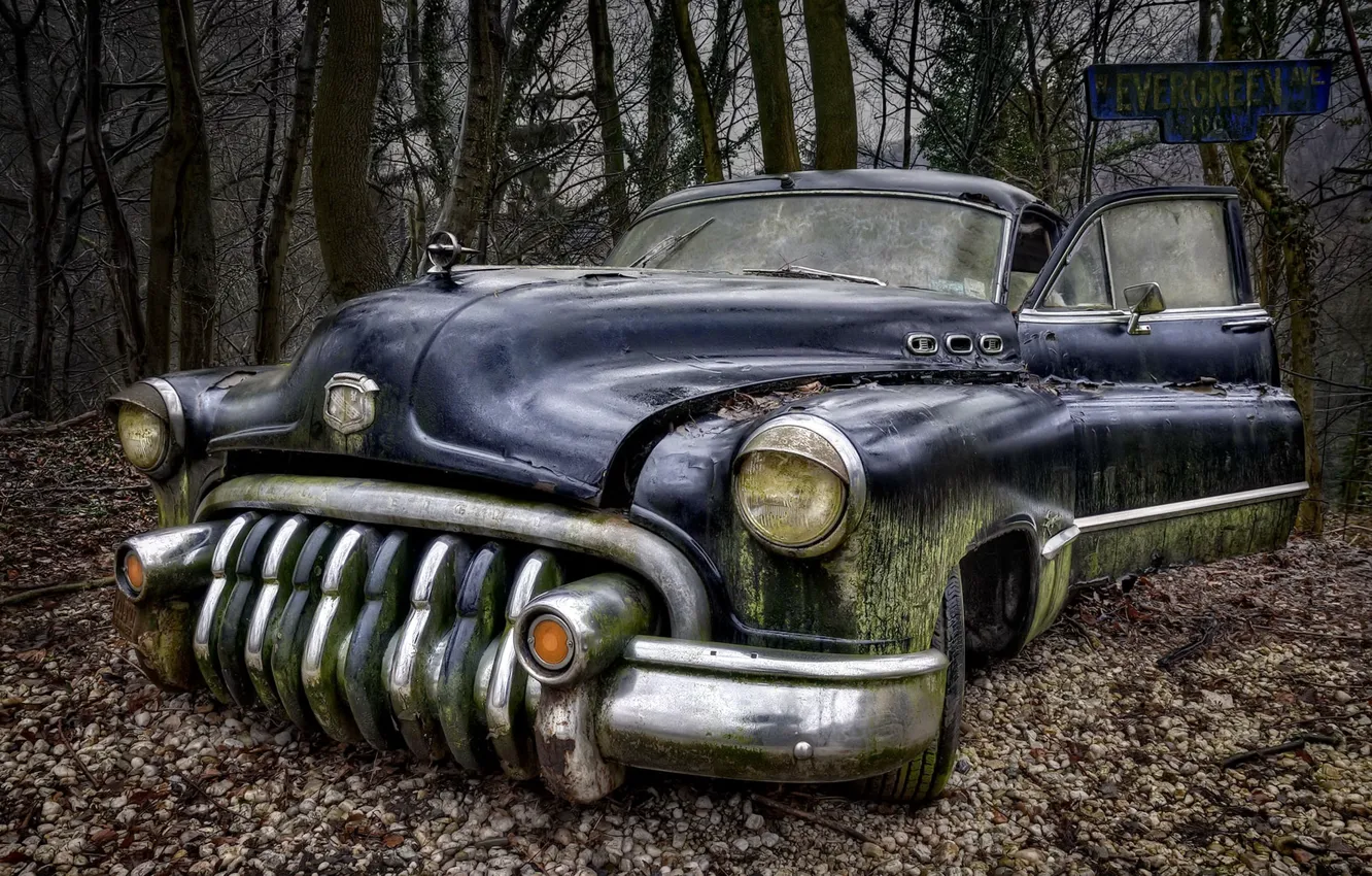 Фото обои Car, Buick, Abandoned, Rusty, Oldtimer, Lost Places
