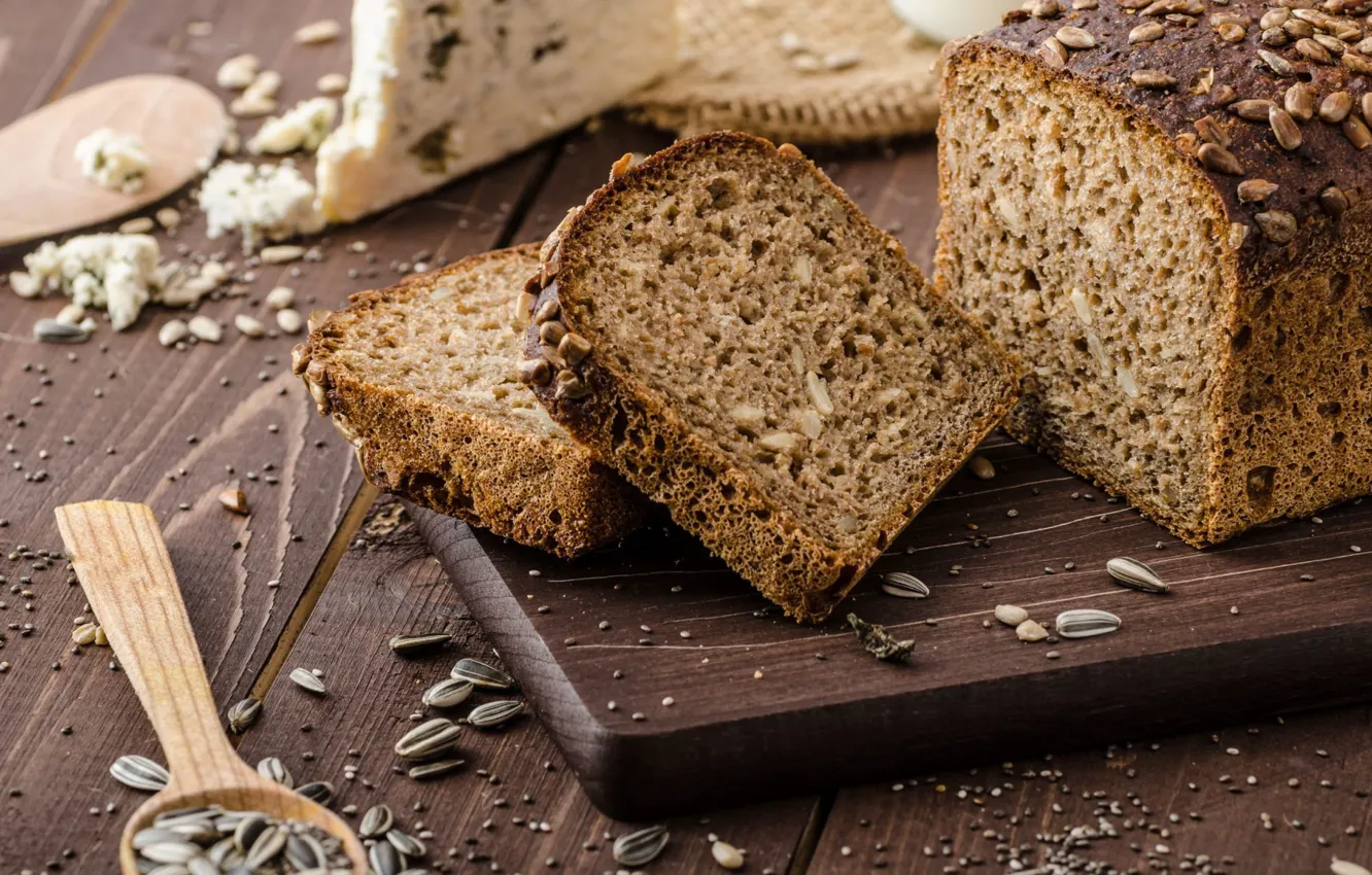 Фото обои зерна, хлеб, семечки