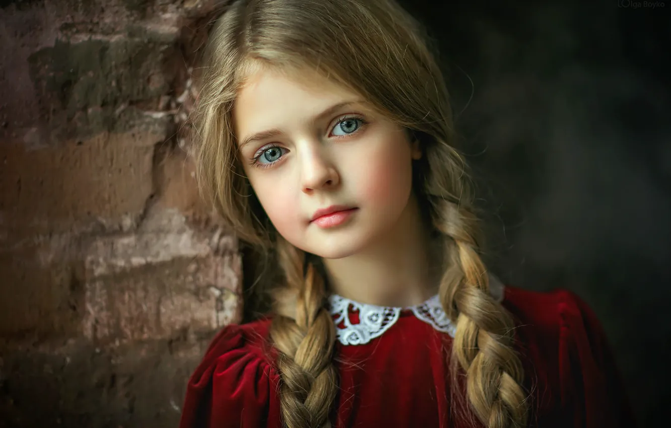 Фото обои портрет, девочка, косички, Olga Boyko