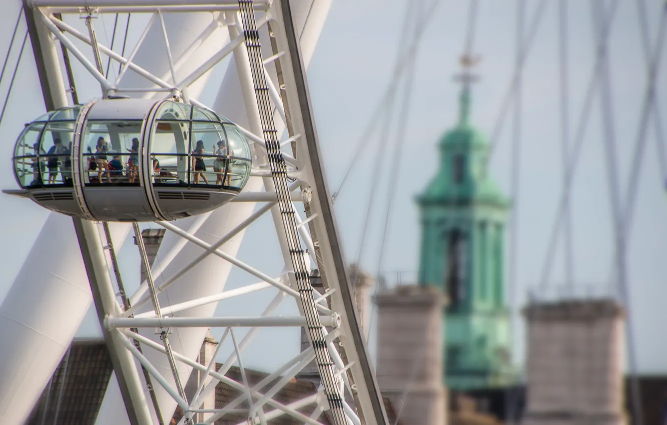 Фото обои london, london eye, sky, people, architecture