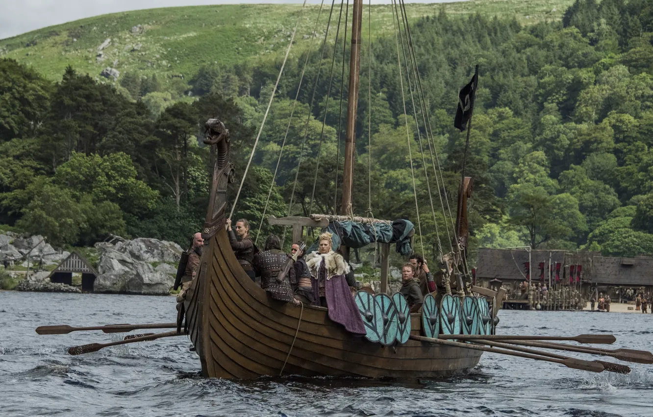 Фото обои Vikings, Викинги, «корабль-дракон», Драккар