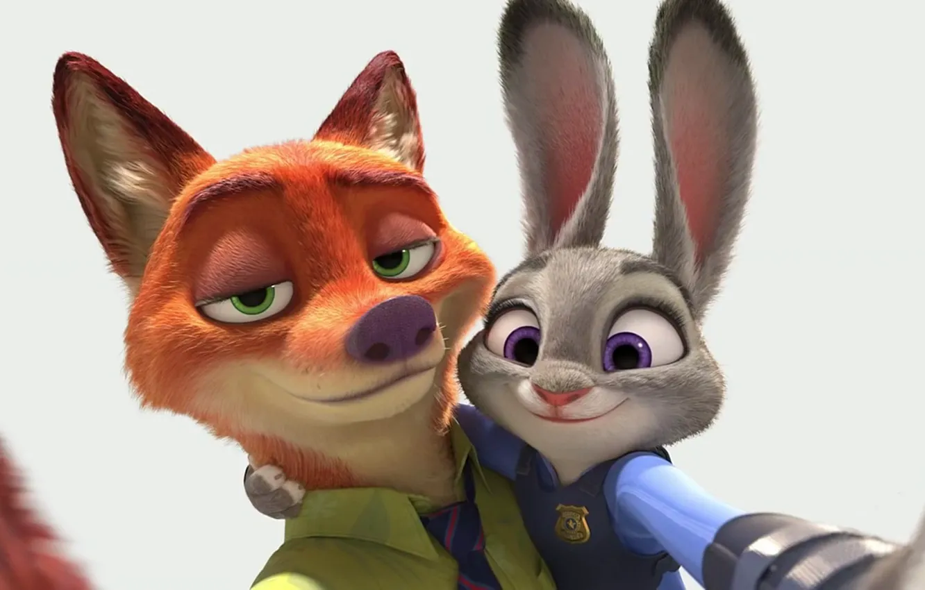 Фото обои cinema, animation, Disney, fox, animals, police, blue, smile