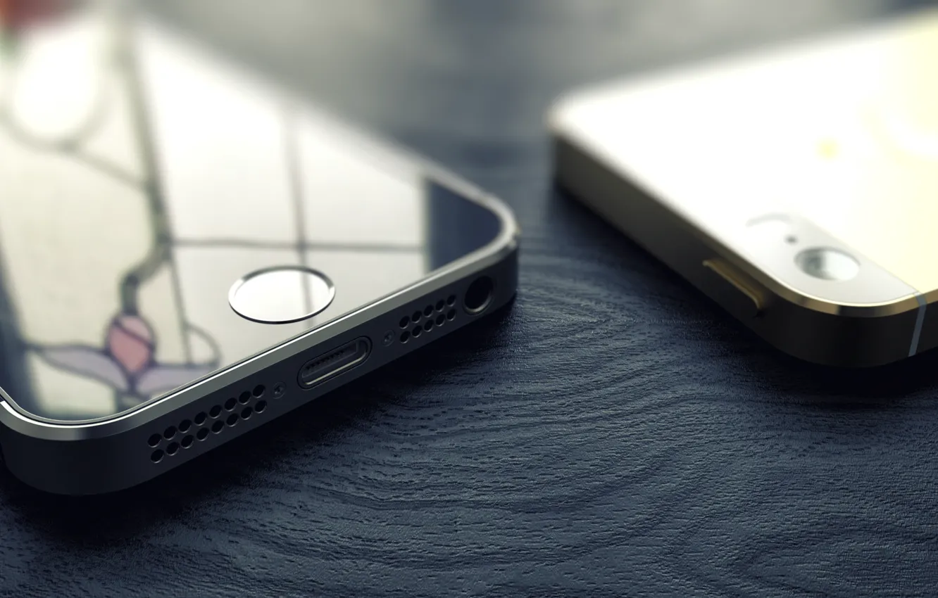 Фото обои черный, Apple, телефон, золотой, гаджет, айфон, эппл, iPhone 5s