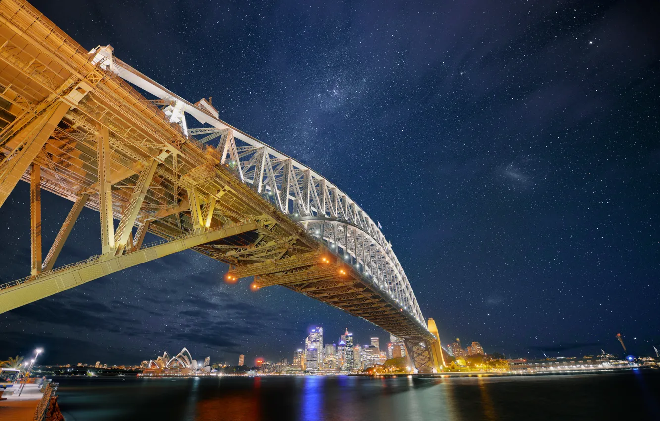 Фото обои звезды, ночь, мост