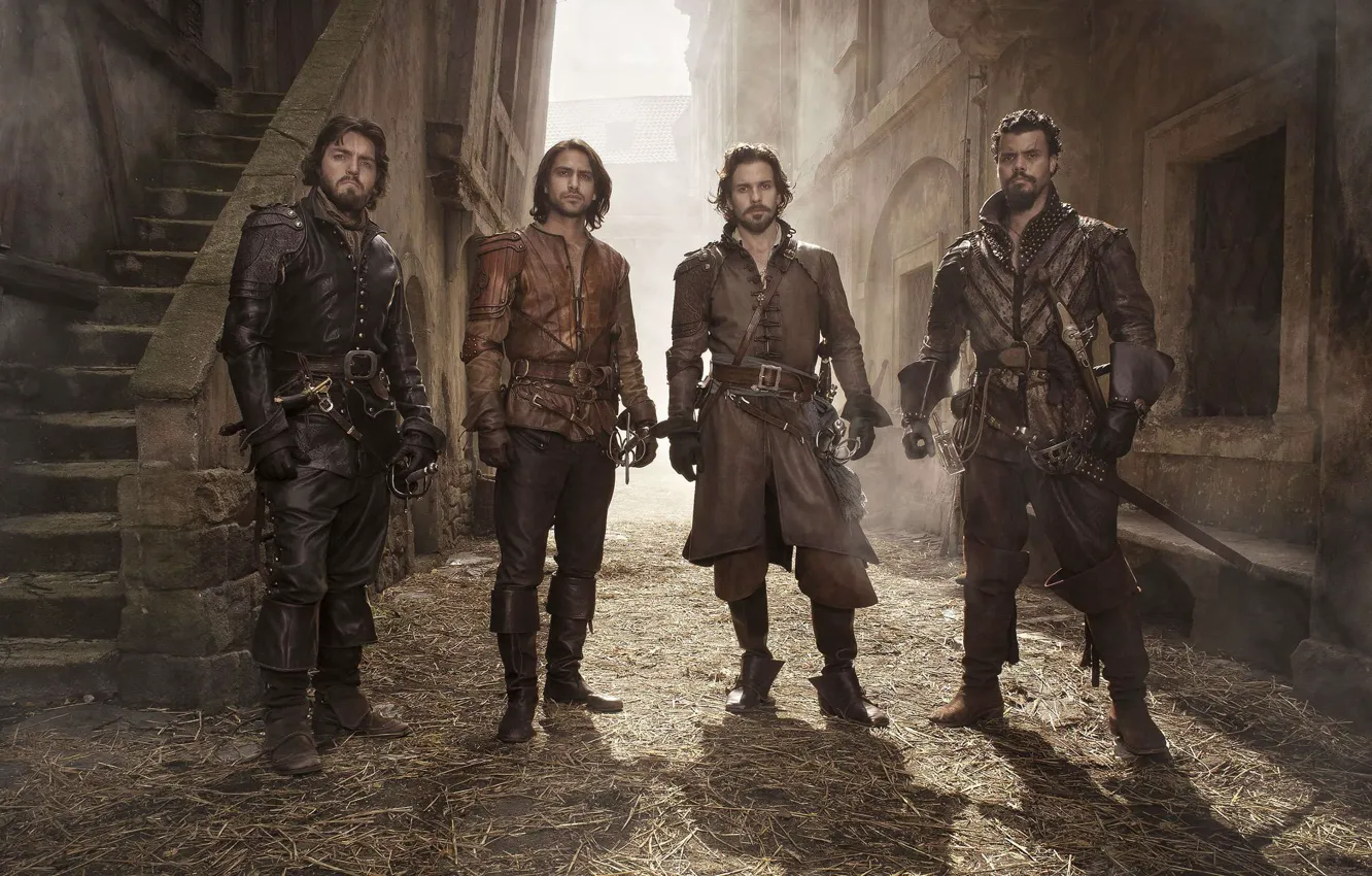 Фото обои Сериал, Мушкетеры, The Musketeers, Tom Burke, Luke Pasqualino, Howard Charles, Santiago Cabrera