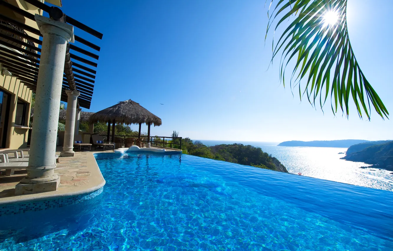 Фото обои море, солнце, вид, бассейн, курорт, Mexico