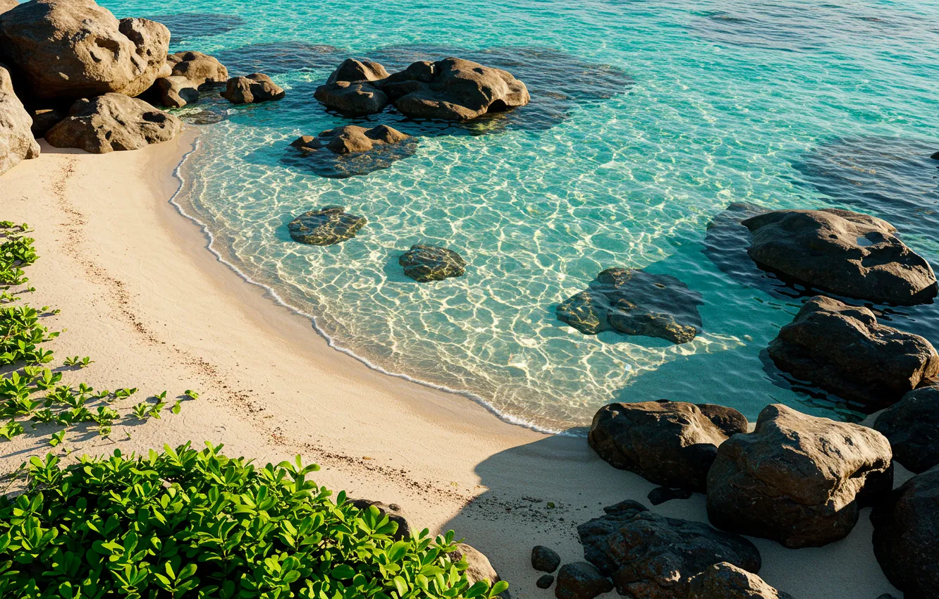 Фото обои песок, пляж, тропики, океан, обои, берег, wallpaper, beach