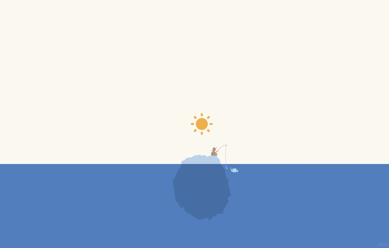 Фото обои Солнце, Океан, Море, Дизайн, Пузыри, Человек, Юмор, Лед
