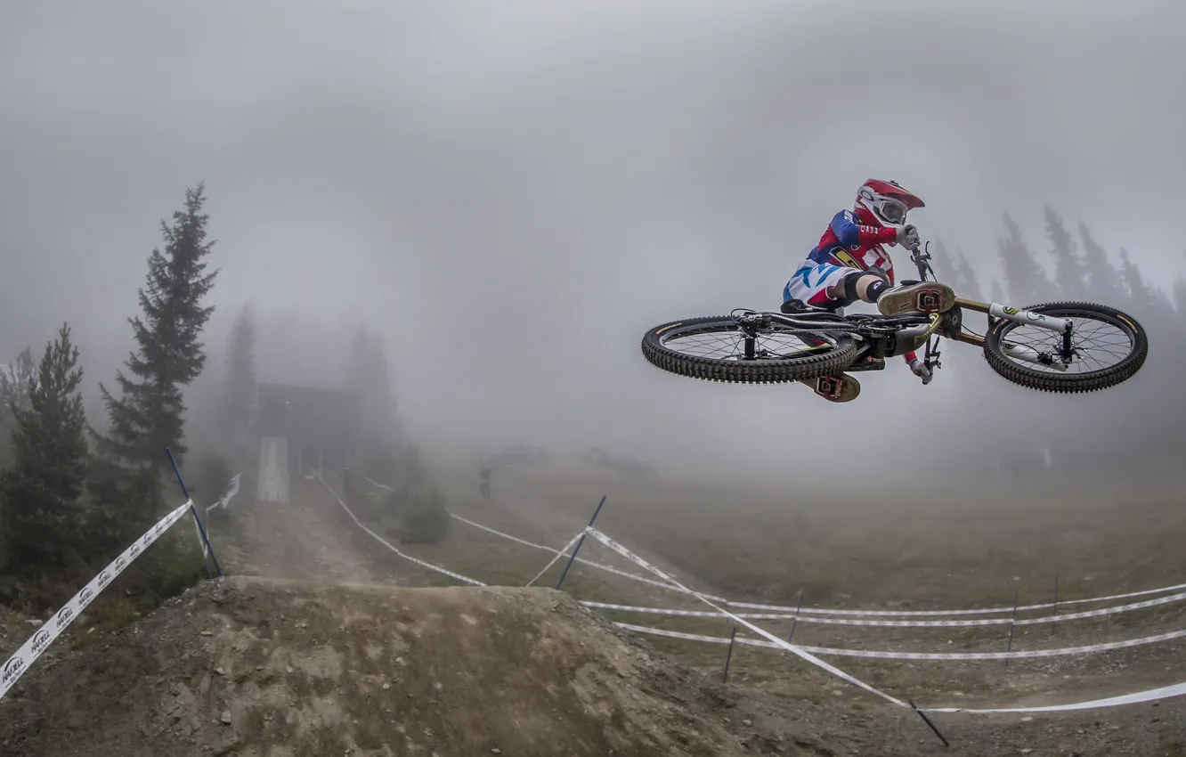 Фото обои велосипед, туман, гонка, спорт