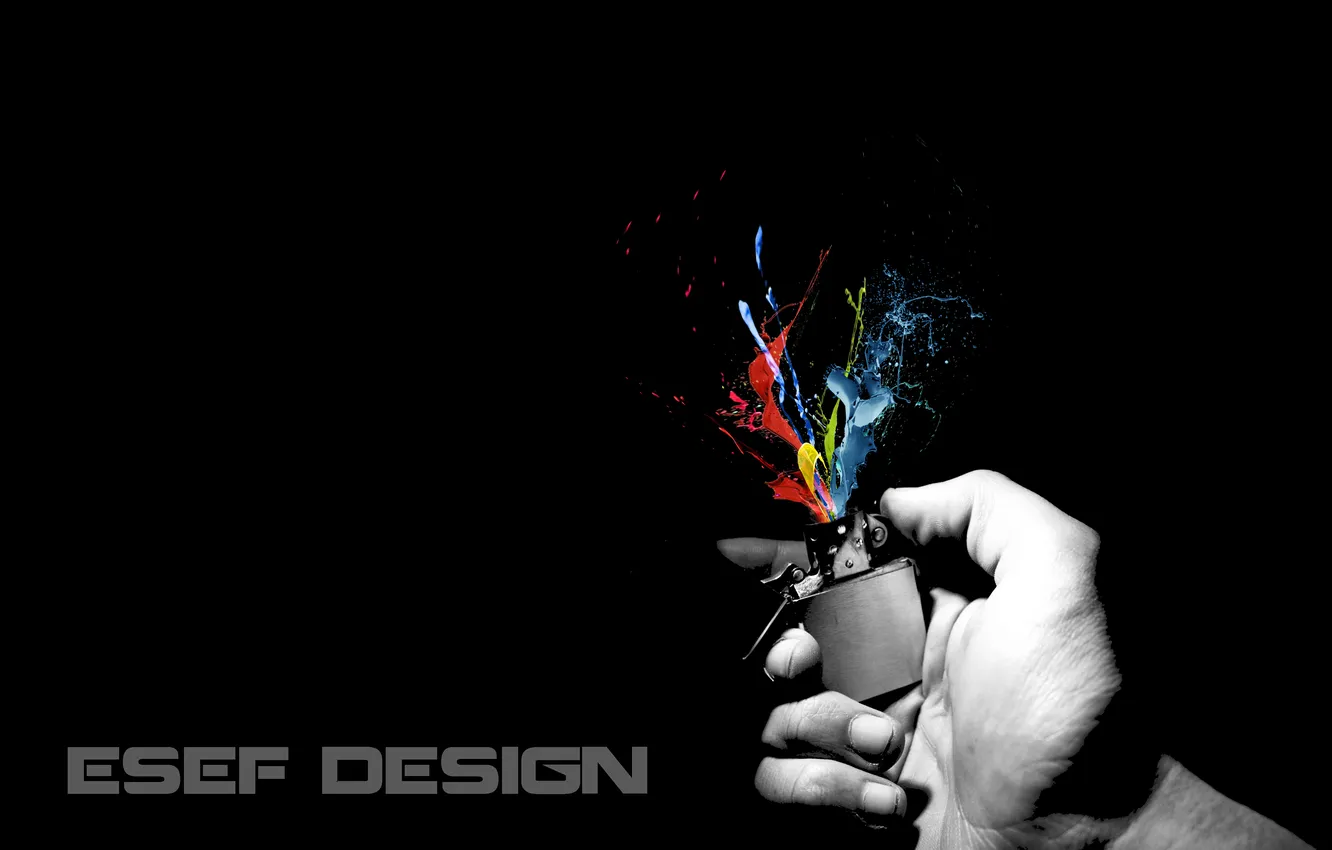 Фото обои брызги, краска, цвет, минимализм, зажигалка, эсэф дизайн