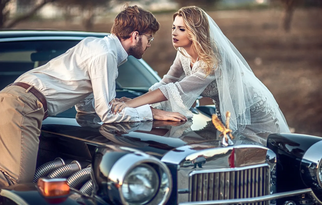 Фото обои авто, девушка, мужчина, невеста