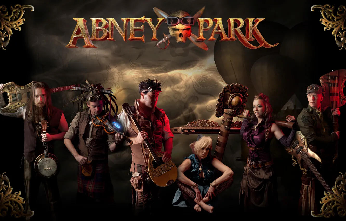 Фото обои стимпанк, Abney Park, Jody Ellen, Josh Goering, индастриал-группа, Kristina Erickson, Эбни Парк, Derek Brown